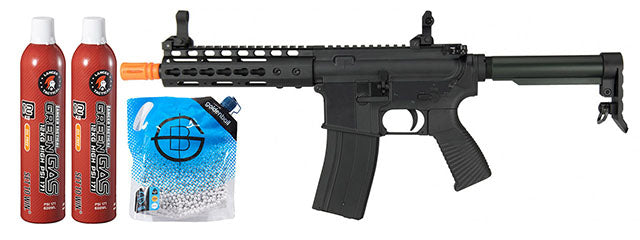 Golden Eagle MC6637 Elite Series 7 Keymod CQB GBB Airsoft Rifle - Green Gas Combo - (Black)