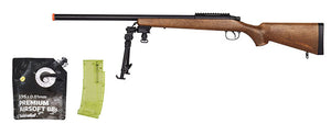 AGM MP001ABIP Bolt Action Sniper Rifle W/ Bipod (Wood) - BB/Sniper Bundle