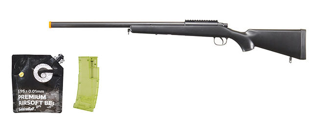 AGM MP001B Bolt Action Sniper Rifle (Black) - BB/Sniper Bundle