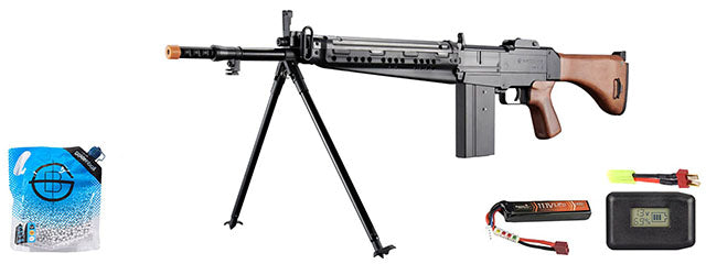 S&t Type 64 Full Metal Full Size Aeg Airsoft Battle Rifle - Battery/Adapter/Charger Combo - (Black/wood)