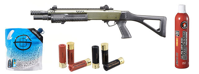 Fabarm 33 Compact Gas Pump Shotgun Replica - Green Gas/Shell Combo - (OD Green)
