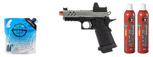 Vorsk Hi-Capa 3.8 Pro GBB Pistol w/ Red Dot Sight - (Gray/Black) Green Gas Combo