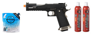 WE Tech 1911 Hi-Capa T-Rex Competition Gas Blowback Airsoft Pistol - Green Gas Combo - (Black/Silver)
