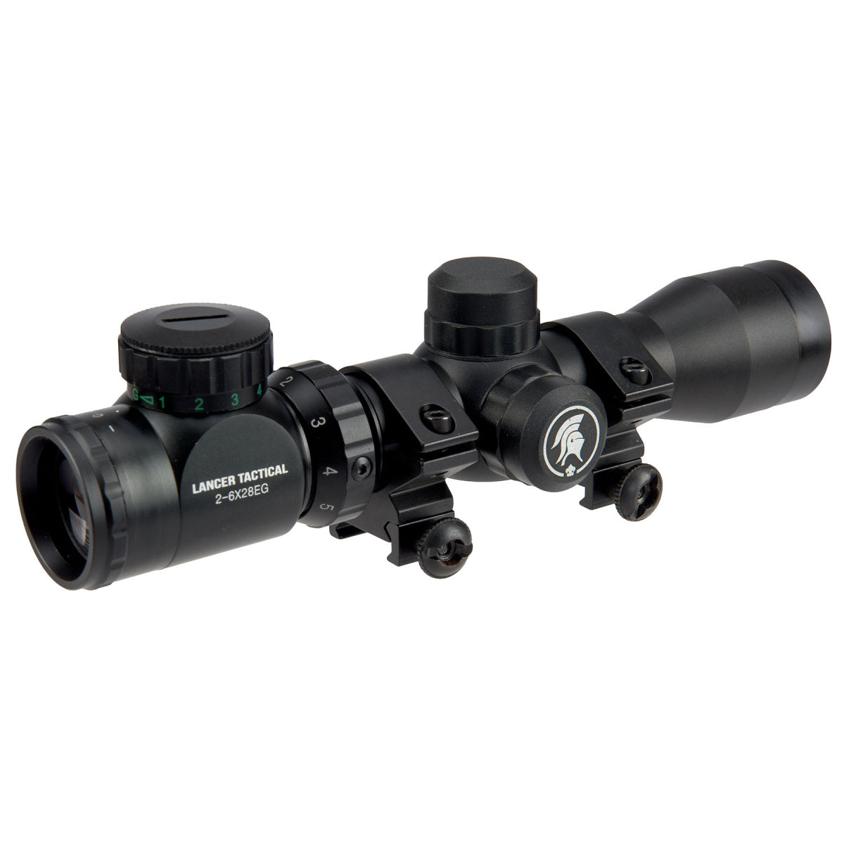 Lancer Tactical 2-6x Tactical Rifle Scope with Red/Green Illumination (Color: Black)