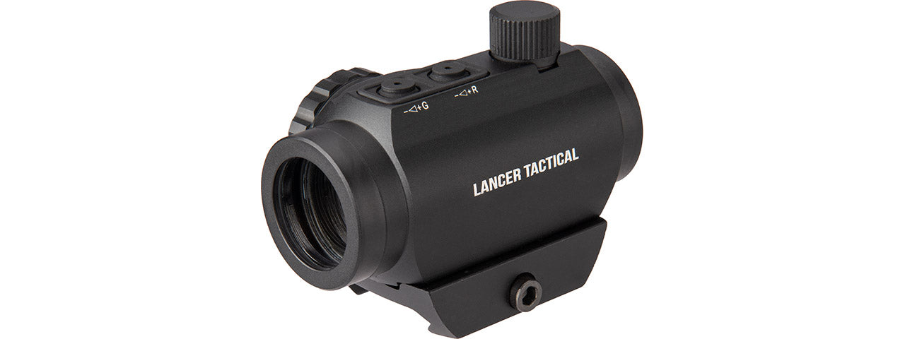 Lancer Tactical 1x22mm Red Dot Reflex Sight with Lower 1/3 Co-witness Mount w/ 2 Mounts (Color: Black)