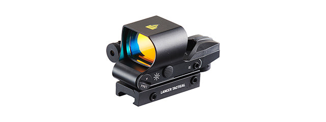 Lancer Tactical Picatinny 4 Reticle Red Dot Reflex Sight w/ Red Laser - (Black)