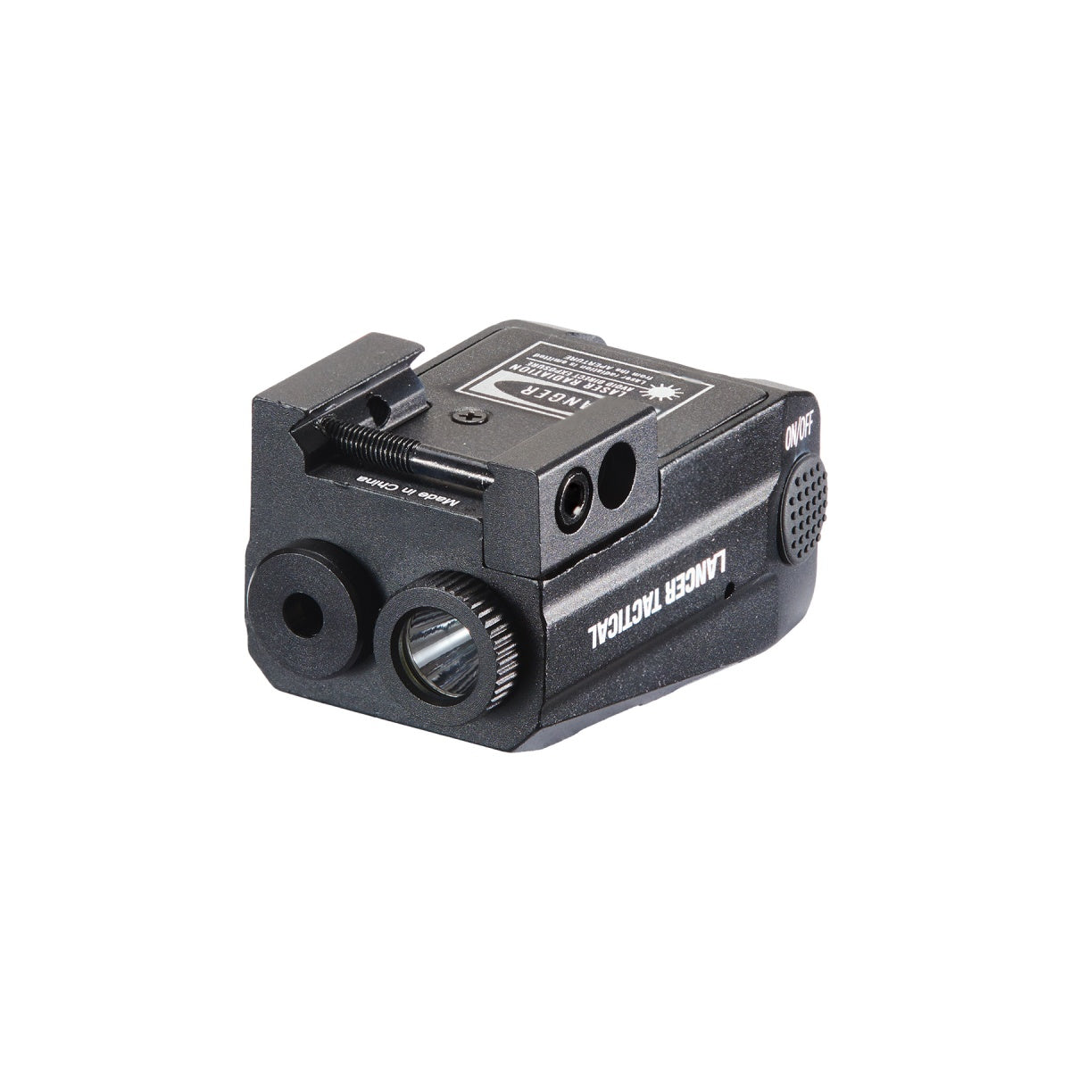 Lancer Tactical Low Profile Picatinny Flashlight w/ Laser - (Black) - GREEN