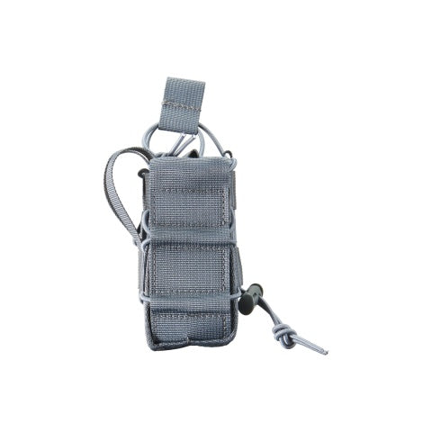 Lancer Tactical 1000D Nylon MOLLE Bungee Double Mag Pouch - (Grey)