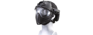 G-Force Pilot Full Face Helmet w/ Plastic Mesh Face Guard (Color: Black)