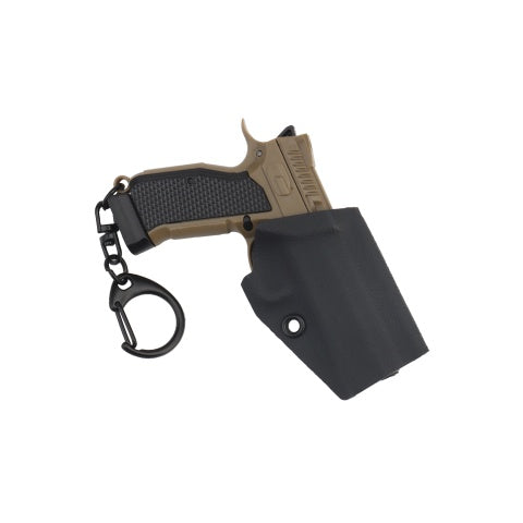 Tactical Detachable Mini Pistol Keychain with Holster (Color: Tan)