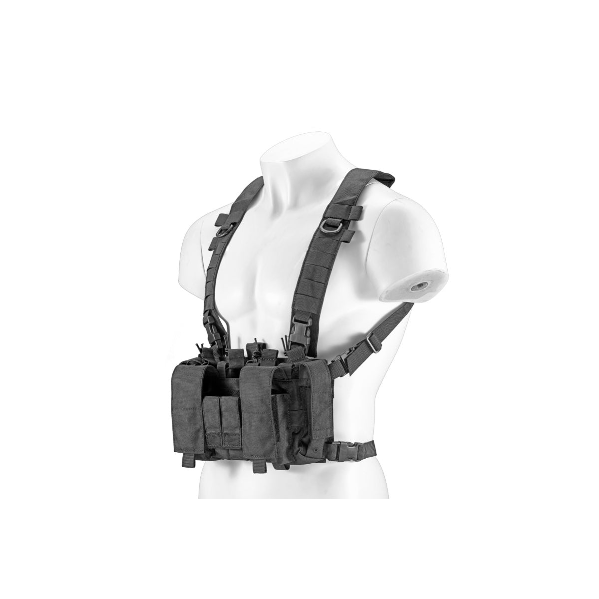 Lancer Tactical Buckle Up Lightweight Chest Rig (Color: Black)