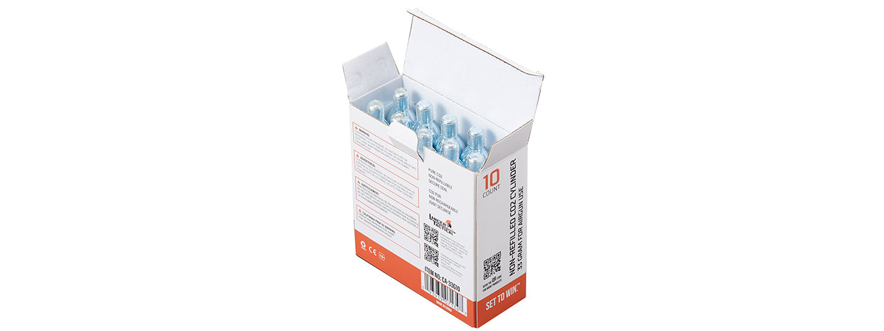 Lancer Tactical High Pressure 33 Gram CO2 Cartridges for Airsoft / Airguns - (Pack of 10)