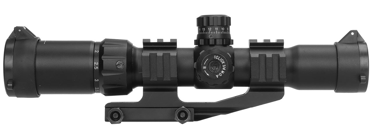 Lancer Tactical 1.5 - 4x Illuminated MIL Dot Rifle Scope Red/Green Dot