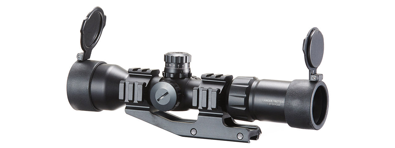 Lancer Tactical Airsoft 1.5-5x40 Tri-Illuminated Mil-Dot Rifle Scope