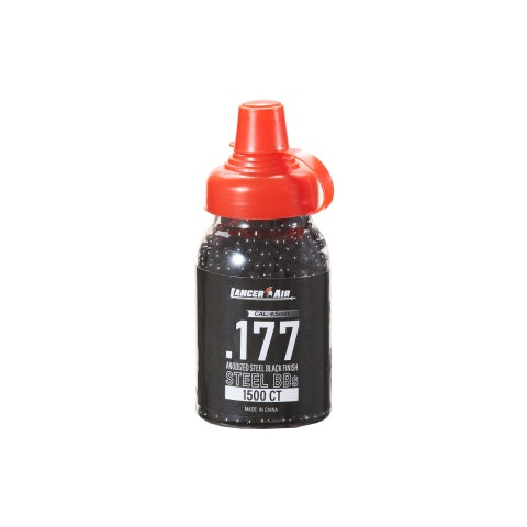 Lancer Tactical 1500 Count 4.5mm / .177 Cal Steel BBs - Bottle - Anodize Steel Black Finish