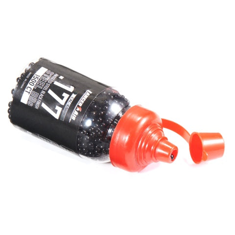 Lancer Tactical 1500 Count 4.5mm / .177 Cal Steel BBs - Bottle - Anodize Steel Black Finish