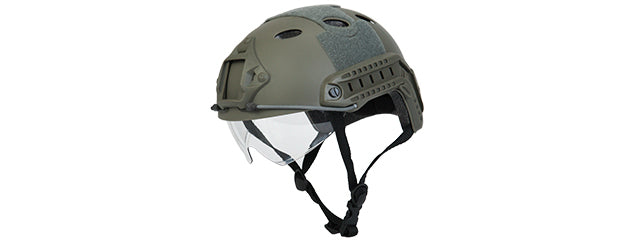 CA-740G HELMET PJ TYPE BASIC VERSION w/VISOR (COLOR: FOLIAGE GREEN) SIZE: MEDIUM