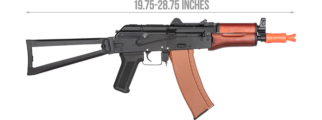 Double Bell AK74U AEG Airsoft Rifle w/ Folding Triangle Stock TYPE B (BLACK / WOOD)