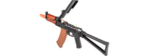 Double Bell AK74U AEG Airsoft Rifle w/ Folding Triangle Stock TYPE B (BLACK / WOOD)
