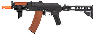 Double Bell AK74U AEG Airsoft Rifle w/ Retractable Folding Stock (BLACK / WOOD)