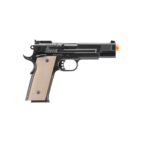 Double Bell Green Gas Full Metal 1911 Gas Blowback Airsoft Pistol w/ Tan Grip (Color: Black)