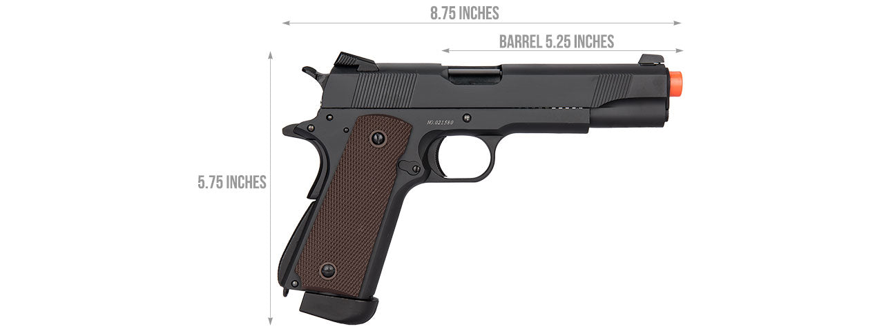 Double Bell M1911 Type 2 CO2 Gas Blowback Airsoft Pistol High Velocity (Black)