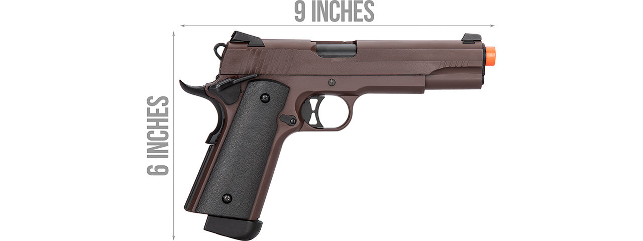 Double Bell M1911 CO2 Blowback Airsoft Pistol Polymer] (CRIMSON BROWN)