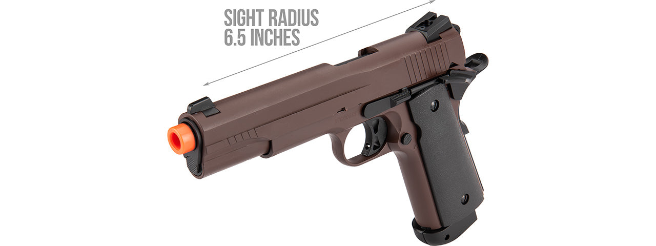 Double Bell M1911 CO2 Blowback Airsoft Pistol Polymer] (CRIMSON BROWN)