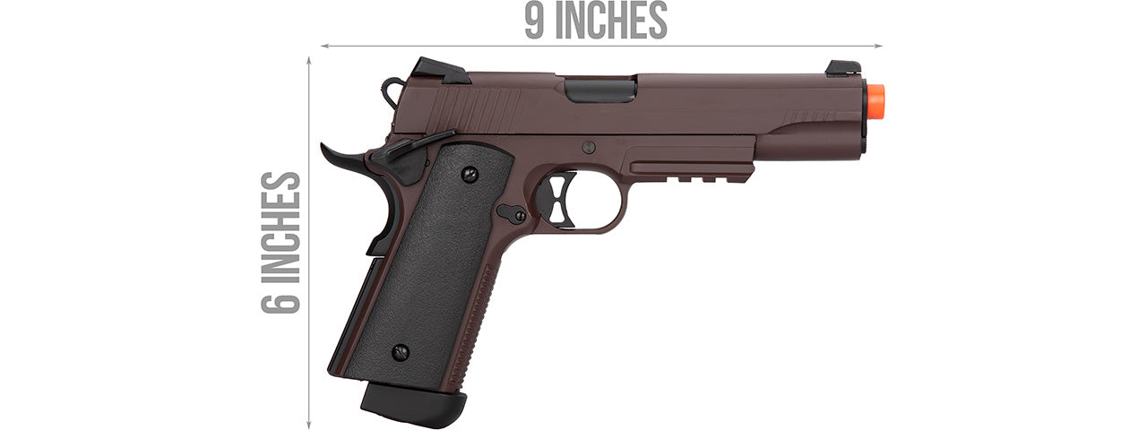 Double Bell M1911 CO2 Blowback Airsoft Pistol Metal] (CRIMSON BROWN)