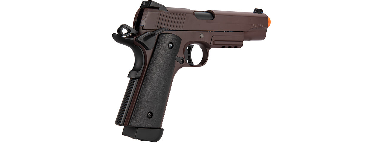 Double Bell M1911 CO2 Blowback Airsoft Pistol Metal] (CRIMSON BROWN)