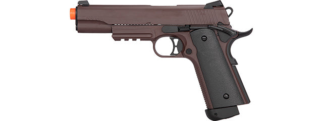 Double Bell M1911 CO2 Blowback Airsoft Pistol Metal] (CRIMSON BROWN)