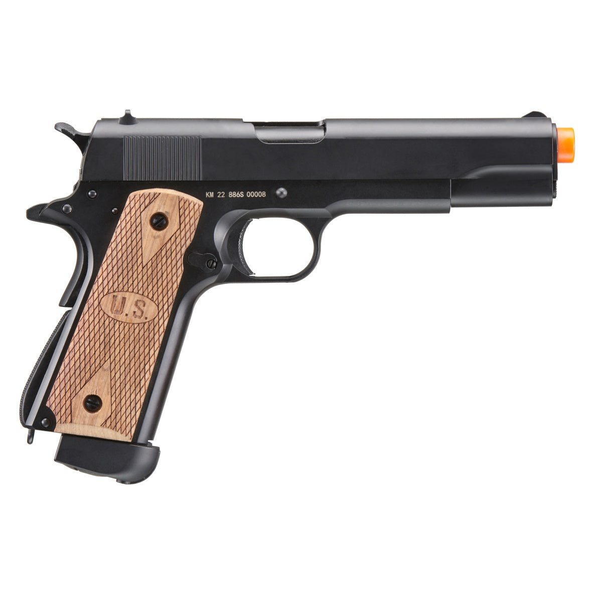 Double Bell M1911 Co2 Gas Blowback Airsoft Pistol w/ Wood Grip (Color: Black)