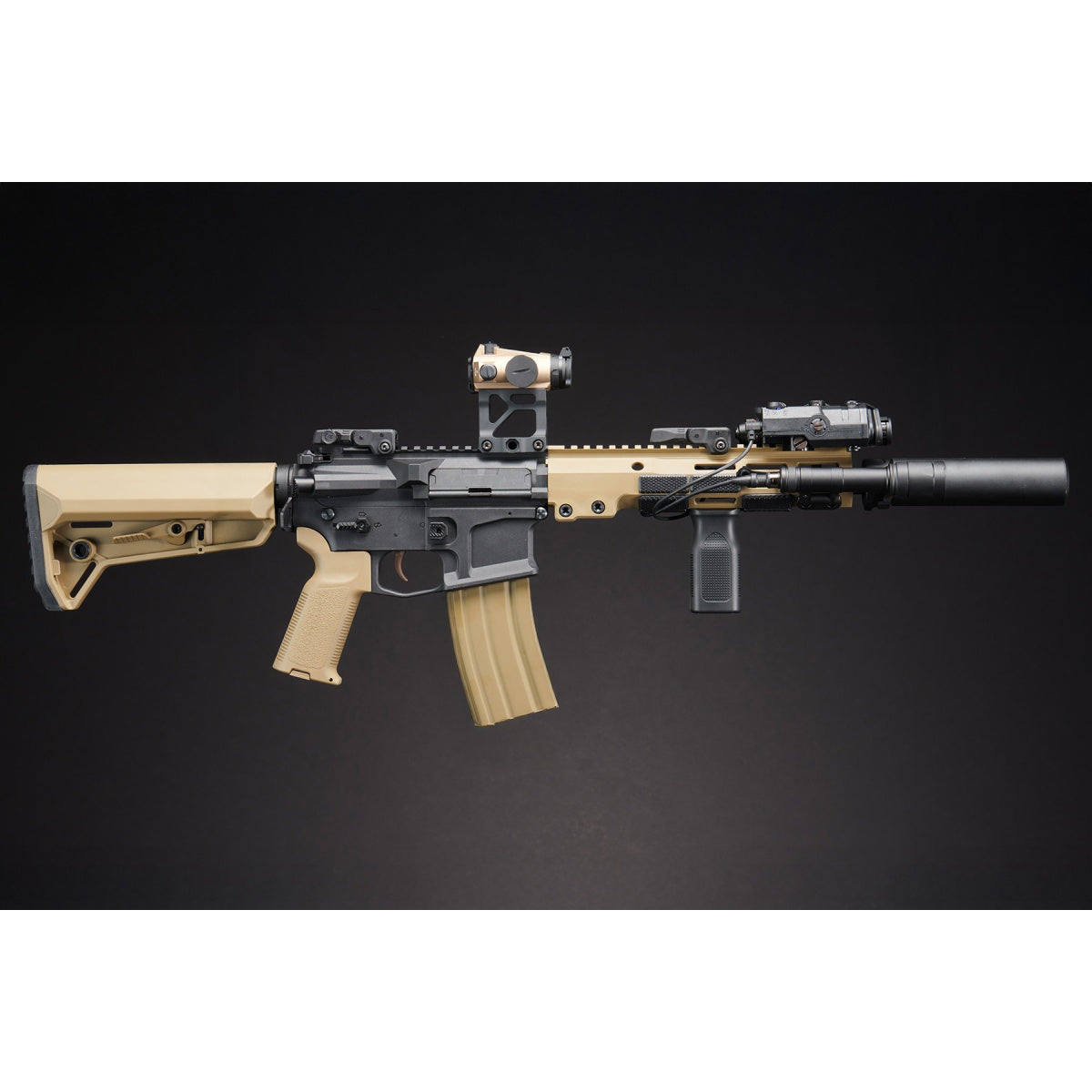 Custom Lancer Tactical Wendigoon Gen 2 Stalker 10" M4 AEG Airsoft Rifle - (Black/Tan)