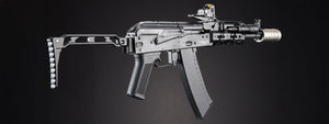 Custom Lancer Tactical Domovoi AKS-105 AEG Airsoft AEG Rifle - (Black)
