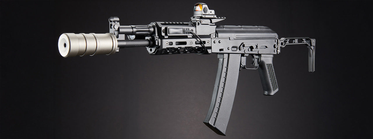 Custom Lancer Tactical Domovoi AKS-105 AEG Airsoft AEG Rifle - (Black)