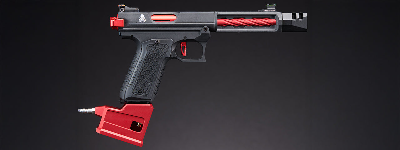 Custom Lancer Tactical RED RACER - Tandemkross CTHULHU Gas Blow Back Pistol - (Red/Black)