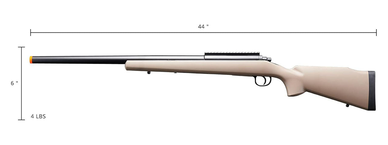 Golden Ball Bolt Action Spring Powered Sniper Rifle - (Tan)