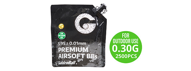 GoldenBall 2500 Round .30G Premium Grade Outdoor BBs - (White)