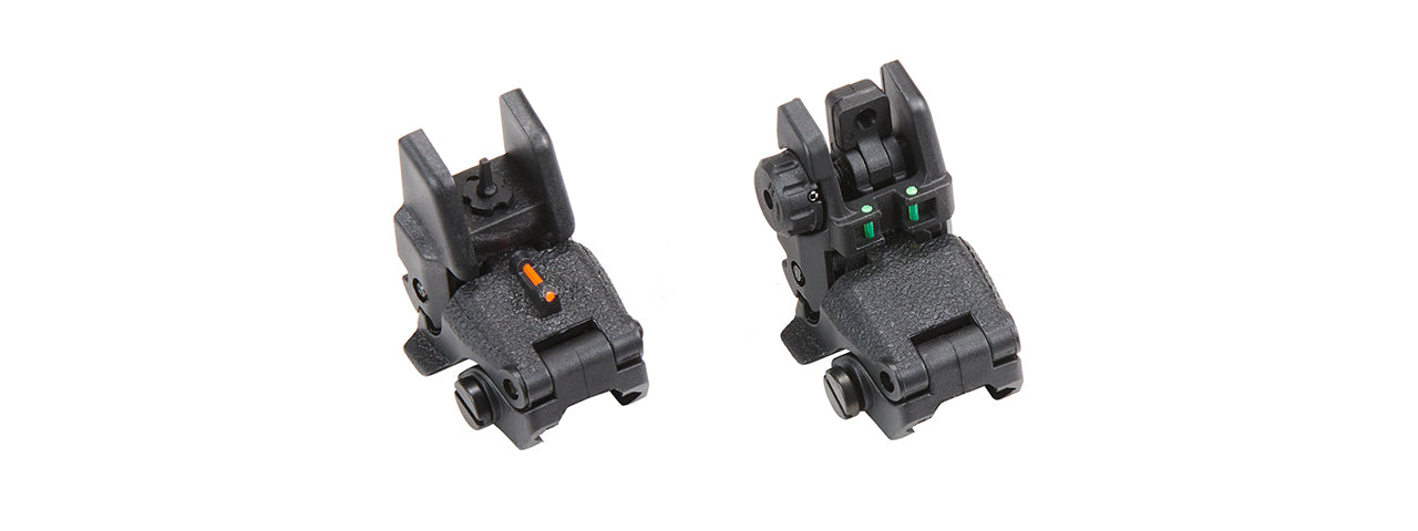 Golden Eagle Fiber Optic Flip Up Sight Set for Airsoft Rifles - (Black)