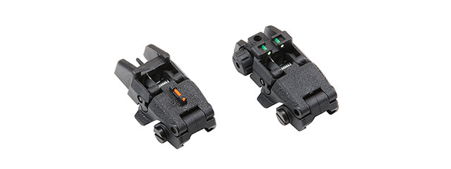 Golden Eagle Fiber Optic Flip Up Sight Set for Airsoft Rifles - (Black)