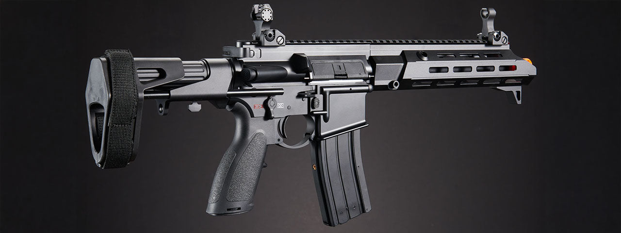 Golden Eagle GBBR Airsoft Rifle w/ 11 M LOK Handguard and Mock Amplifier - (Black)