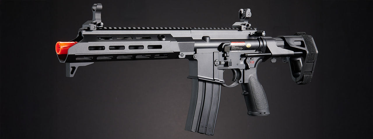 Golden Eagle GBBR Airsoft Rifle w/ 11 M LOK Handguard and Mock Amplifier - (Black)