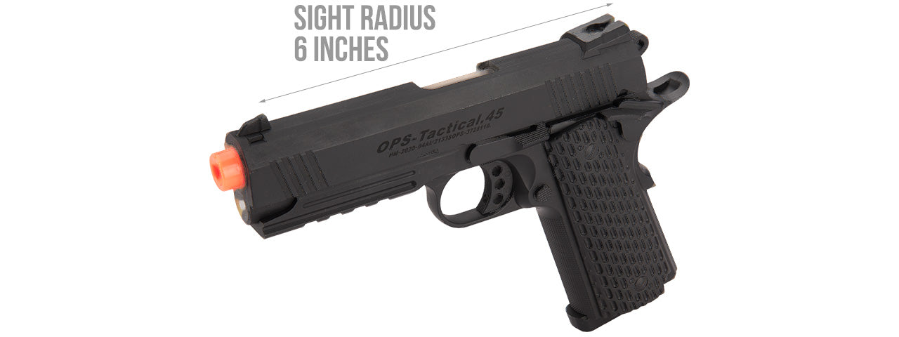 Golden Eagle IMF Night Warrior 3309 OTS Tactical .45 HiCapa Semi-Auto GBB Metal Pistol, BK