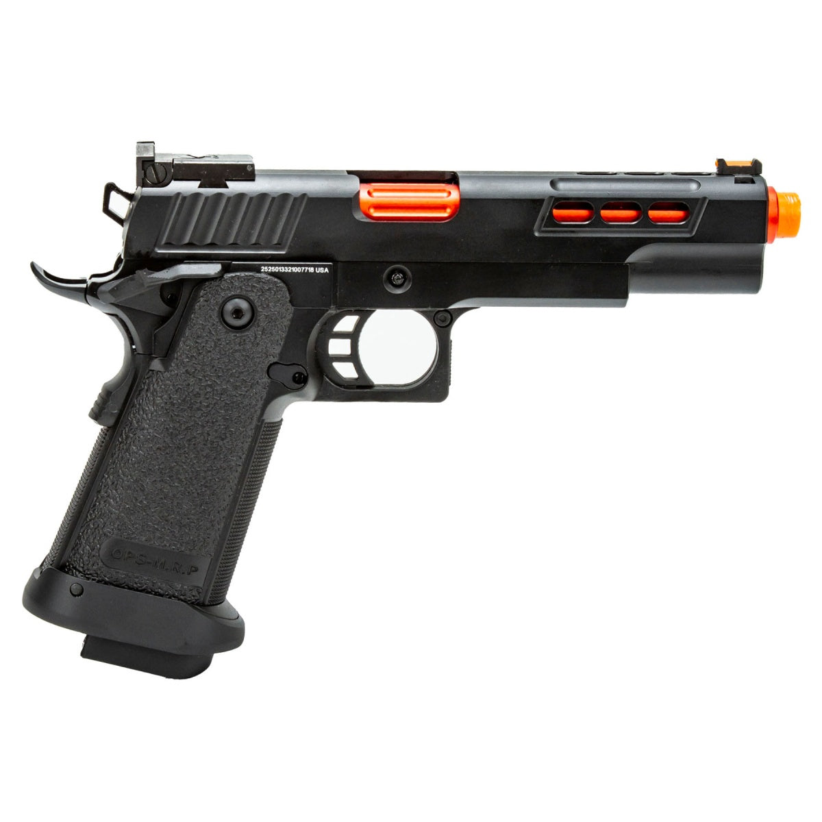 Golden Eagle 3342 OTS .45 Hi-Capa Gas Blowback Pistol w/ Ported Slide (Color: Black / Red Barrel)