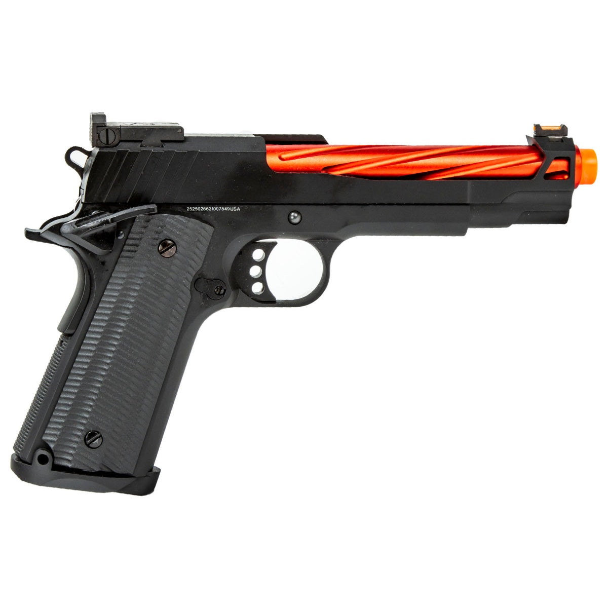 Golden Eagle 3363 1911 Gas Blowback Pistol w/ Open Slide (Color: Black / Red Barrel)