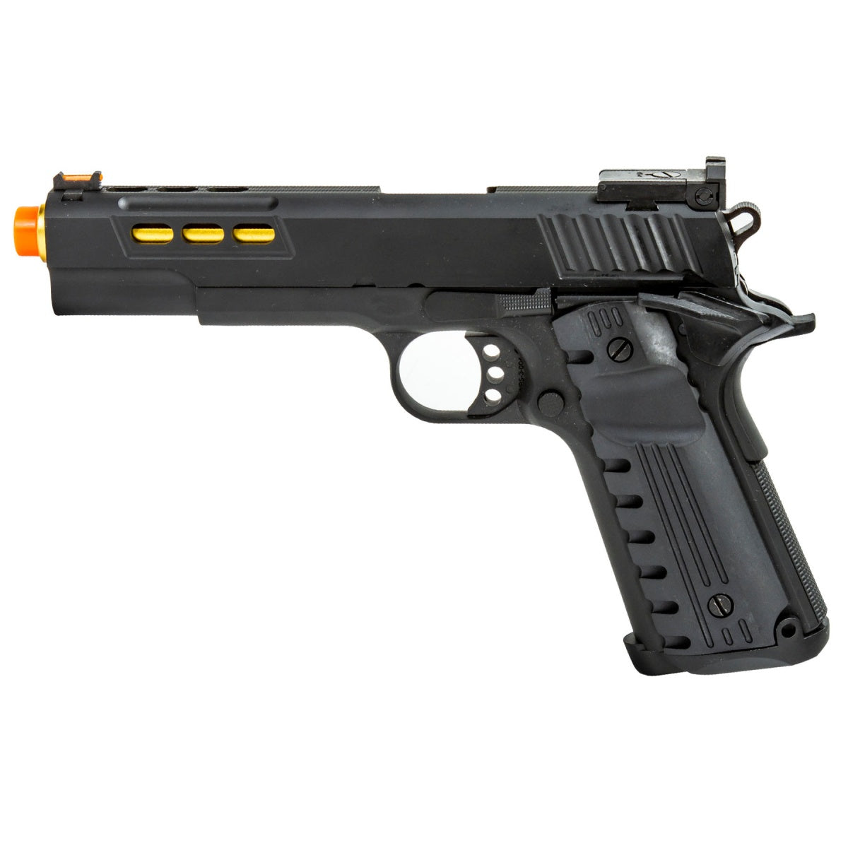 Golden Eagle 3368 OTS .45 Hi-Capa Gas Blowback Pistol w/ Slide Lightening Cuts (Color: Black / Gold Barrel)