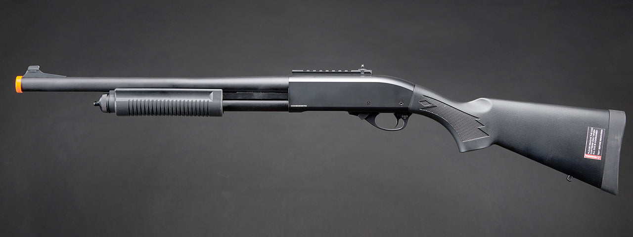 Golden Eagle M8870 3/6-Shot Pump Action CO2 Gas Airsoft Shotgun w/ Ghost Ring Iron Sights - (Black)
