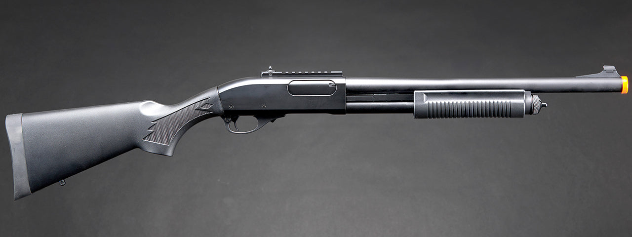 Golden Eagle M8870 3/6-Shot Pump Action CO2 Gas Airsoft Shotgun w/ Ghost Ring Iron Sights - (Black)