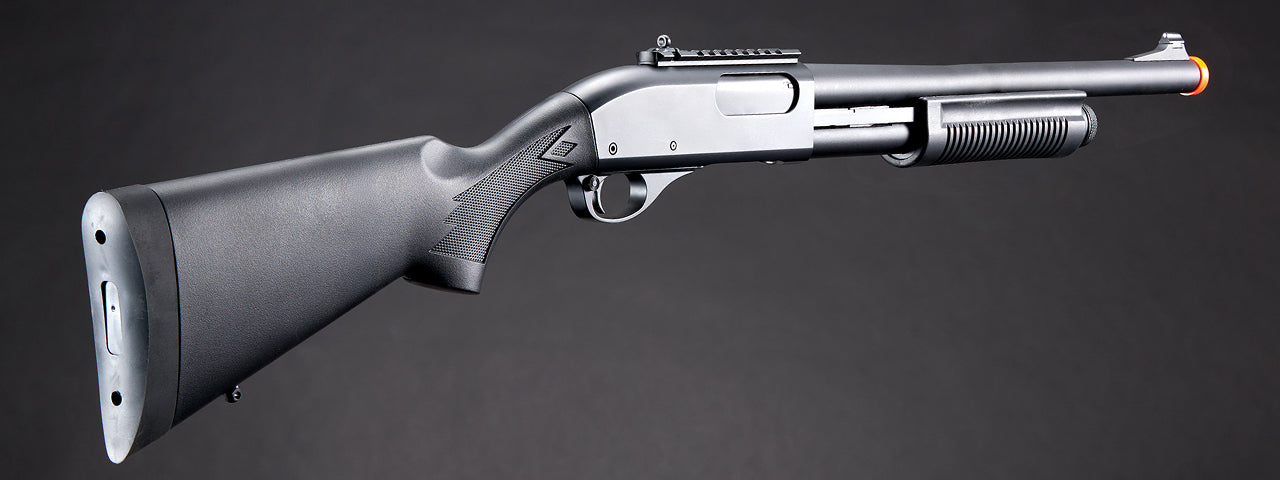 Golden Eagle M8870 3/6-Shot Pump Action CO2 Gas Airsoft Shotgun w/ Ghost Ring Iron Sights - (Black)