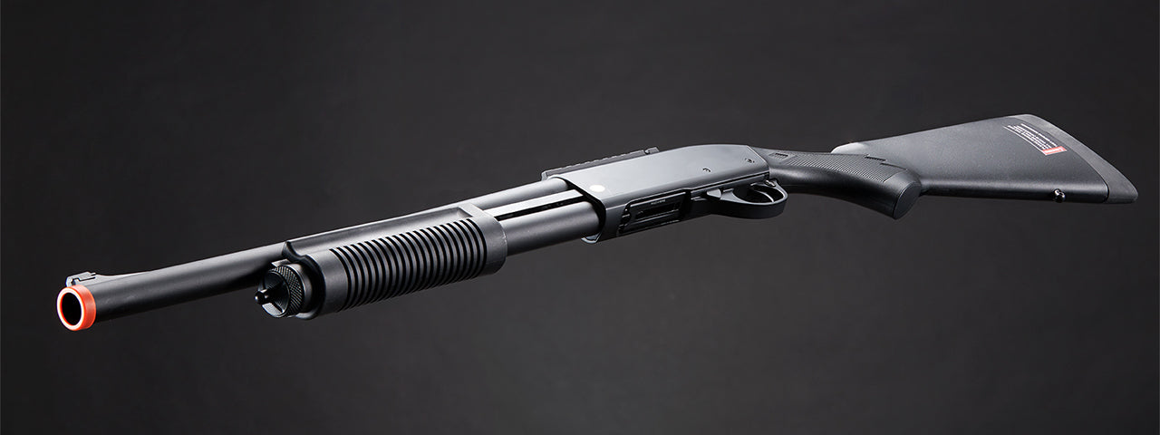 Golden Eagle M8870 3/6-Shot Pump Action CO2 Gas Airsoft Shotgun w/ Ghost Ring Iron Sights - (Black)